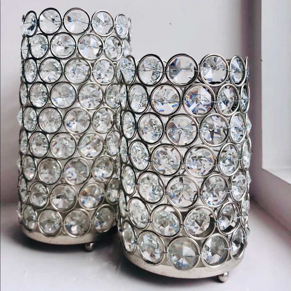Set of 2 Crystal Candle Holders